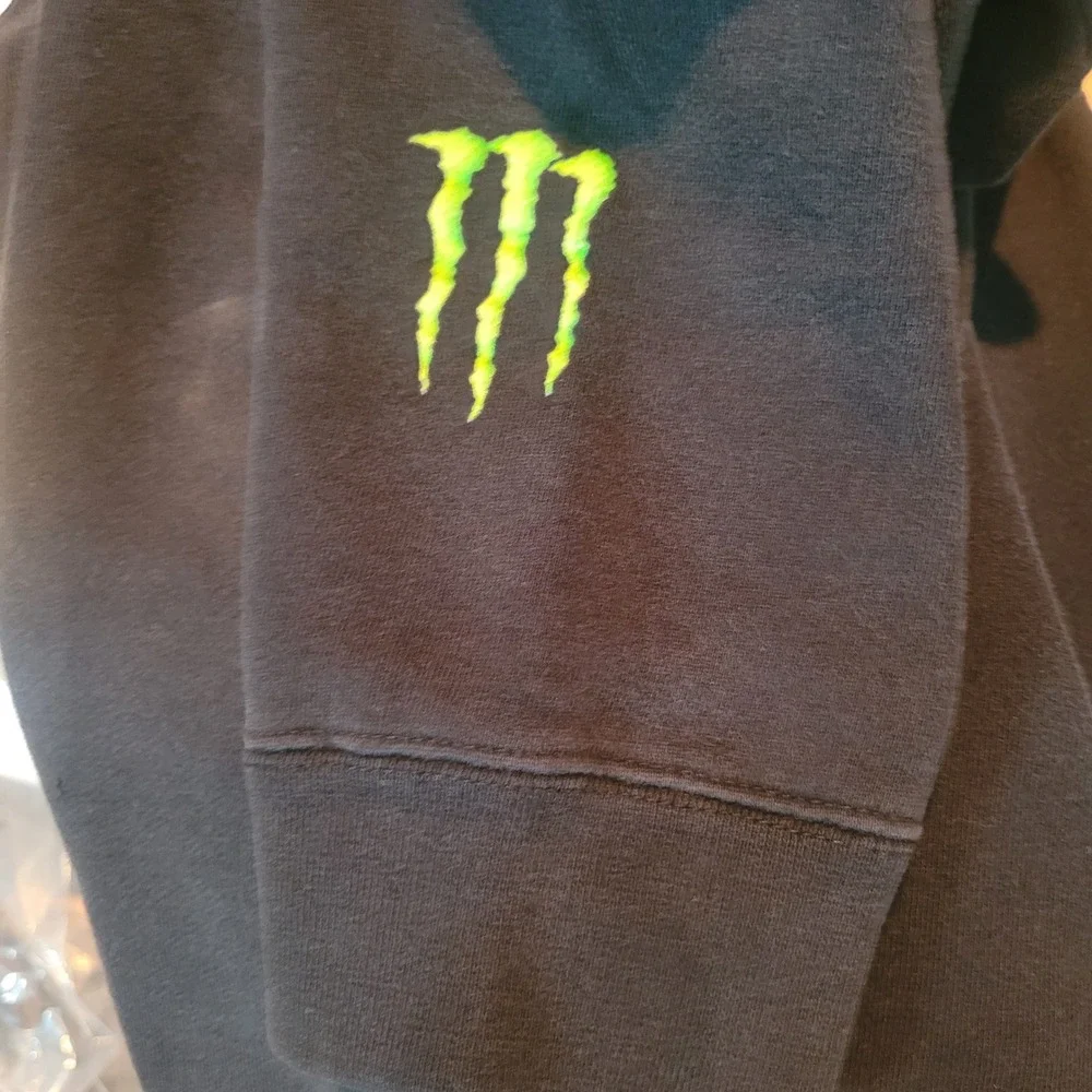 Monster Energy Pro Circuit Kawasaki Hoodie Mens Medium Black Racing Pullover Y2K
